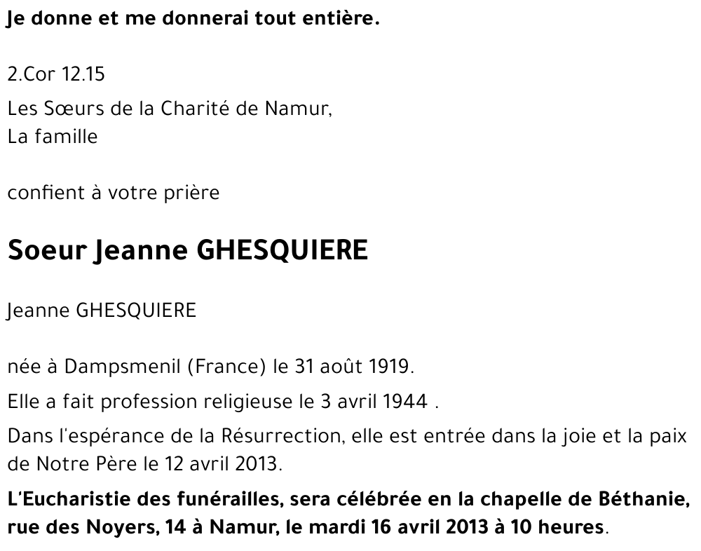 Jeanne GHESQUIERE