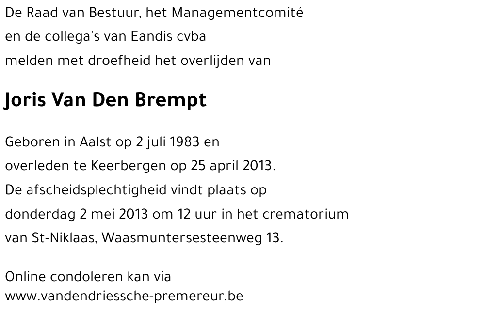 Joris VAN DEN BREMPT