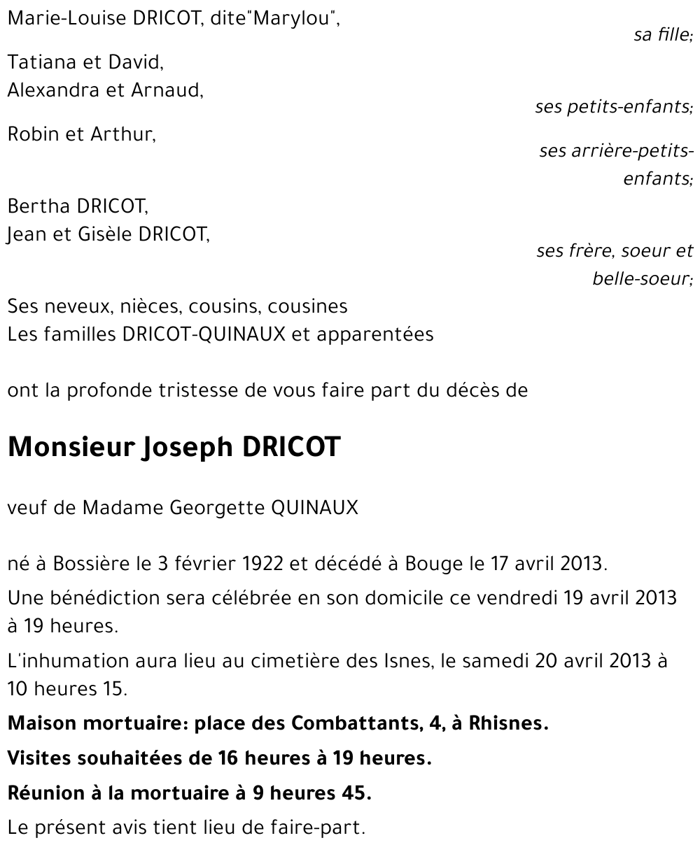 Joseph DRICOT