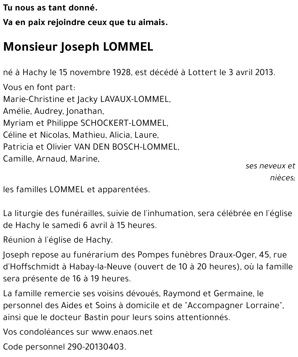 Joseph LOMMEL