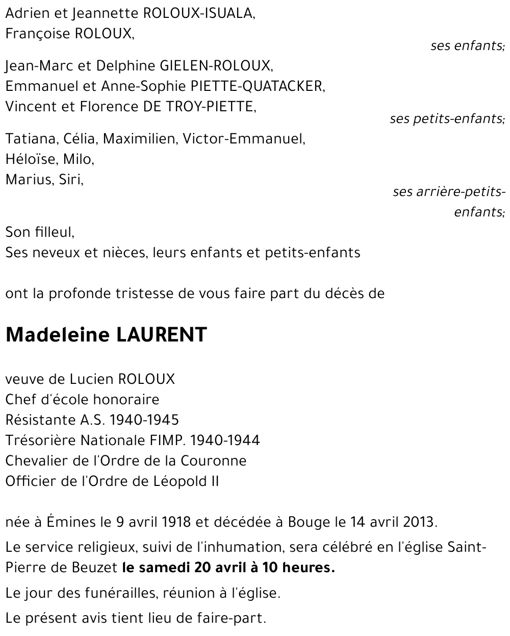 Madeleine LAURENT