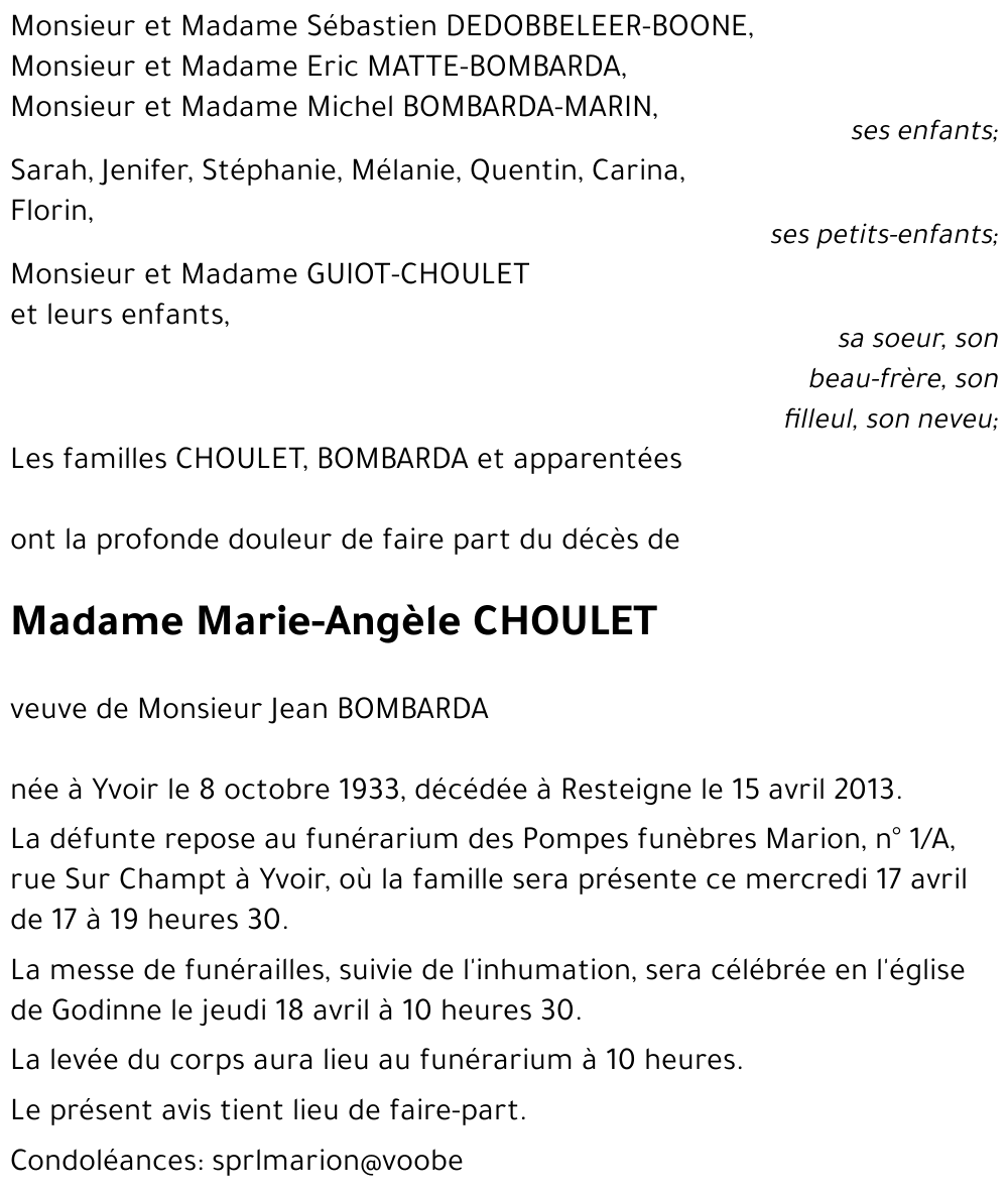 Marie-Angèle CHOULET