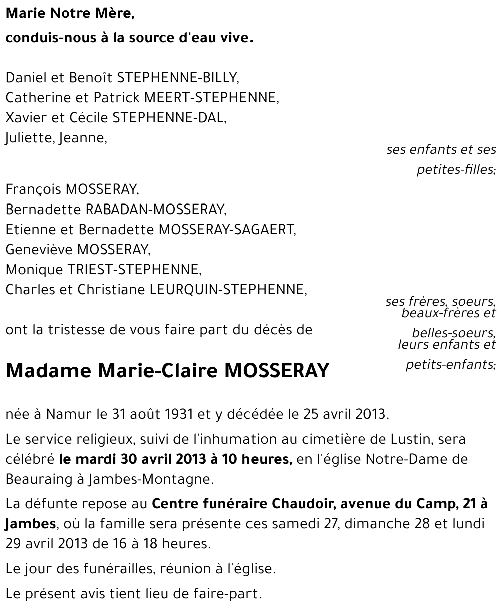 Marie-Claire MOSSERAY