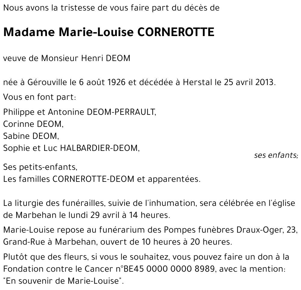 Marie-Louise Cornerotte