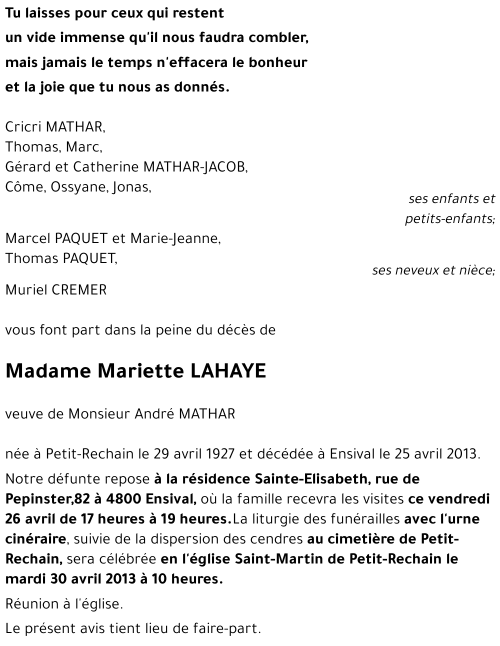 Mariette LAHAYE