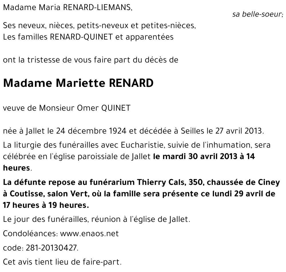 Mariette RENARD