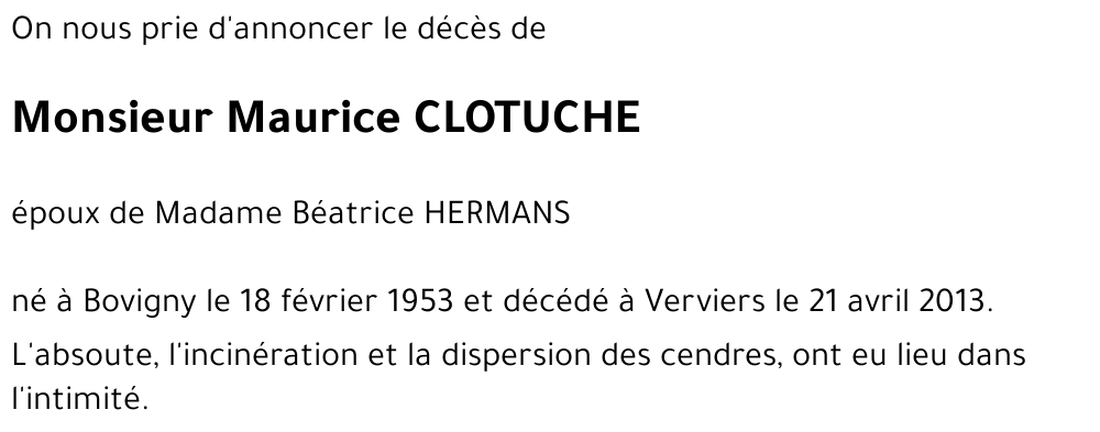 Maurice CLOTUCHE