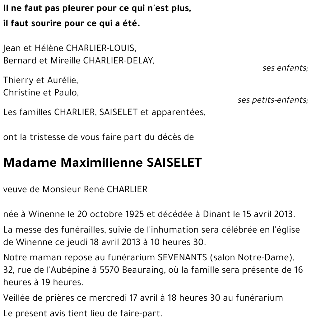 Maximillienne SAISELET