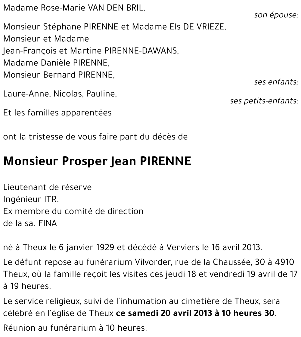 Prosper Jean PIRENNE