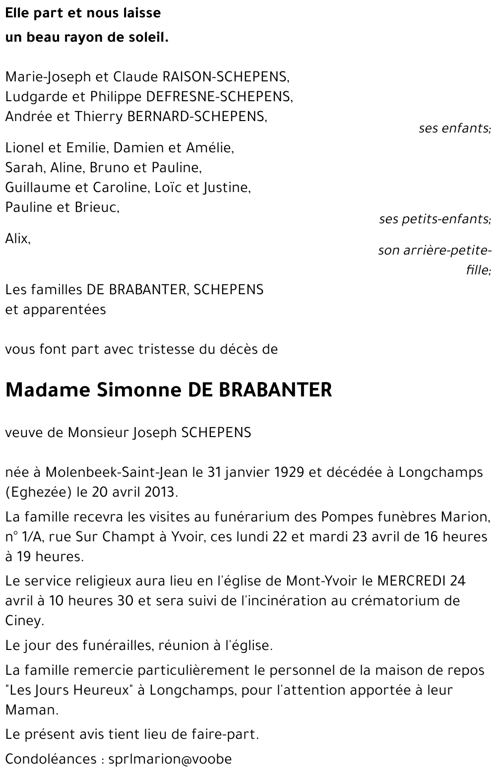 Simonne DE BRABANTER