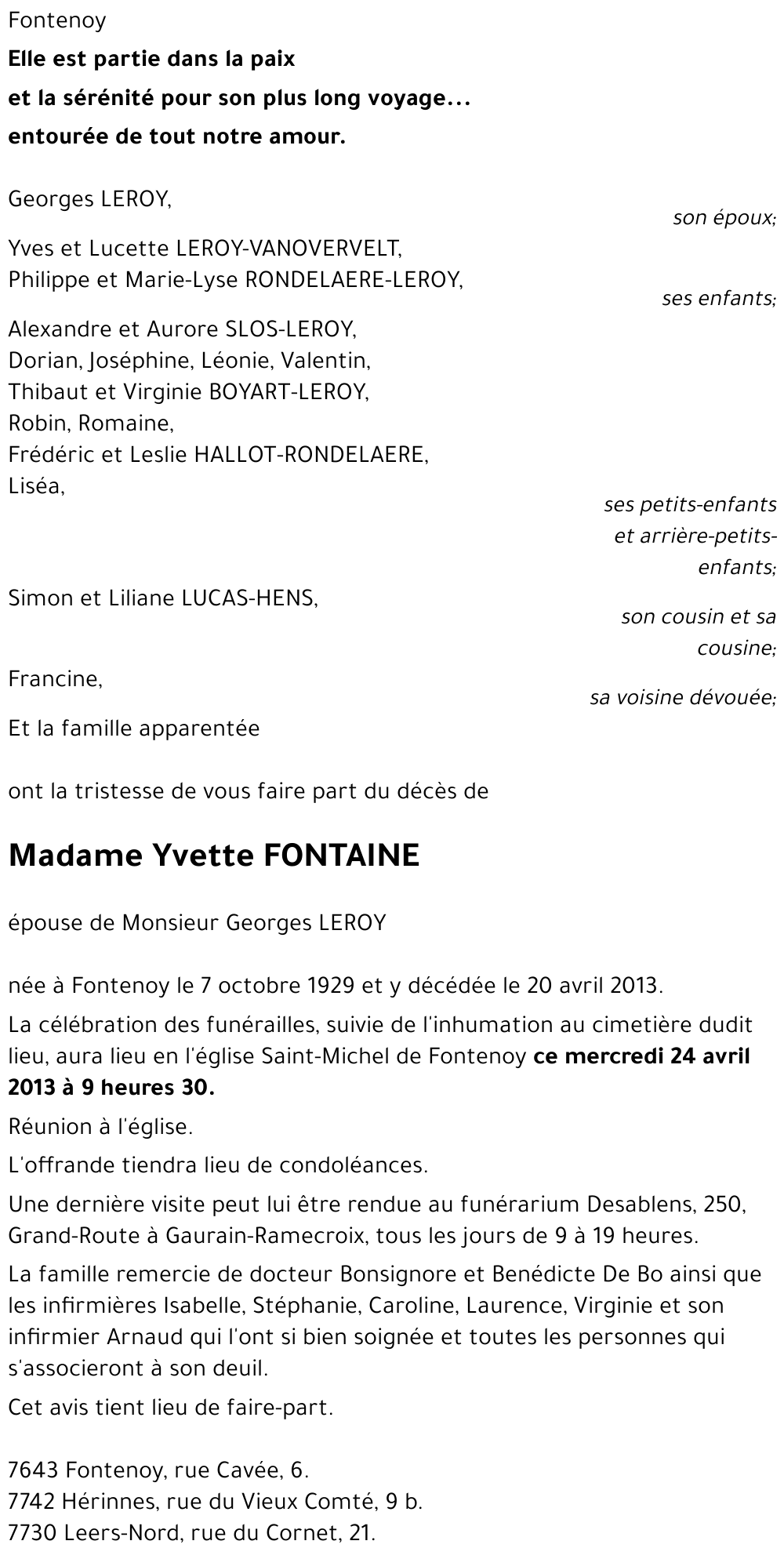 Yvette FONTAINE