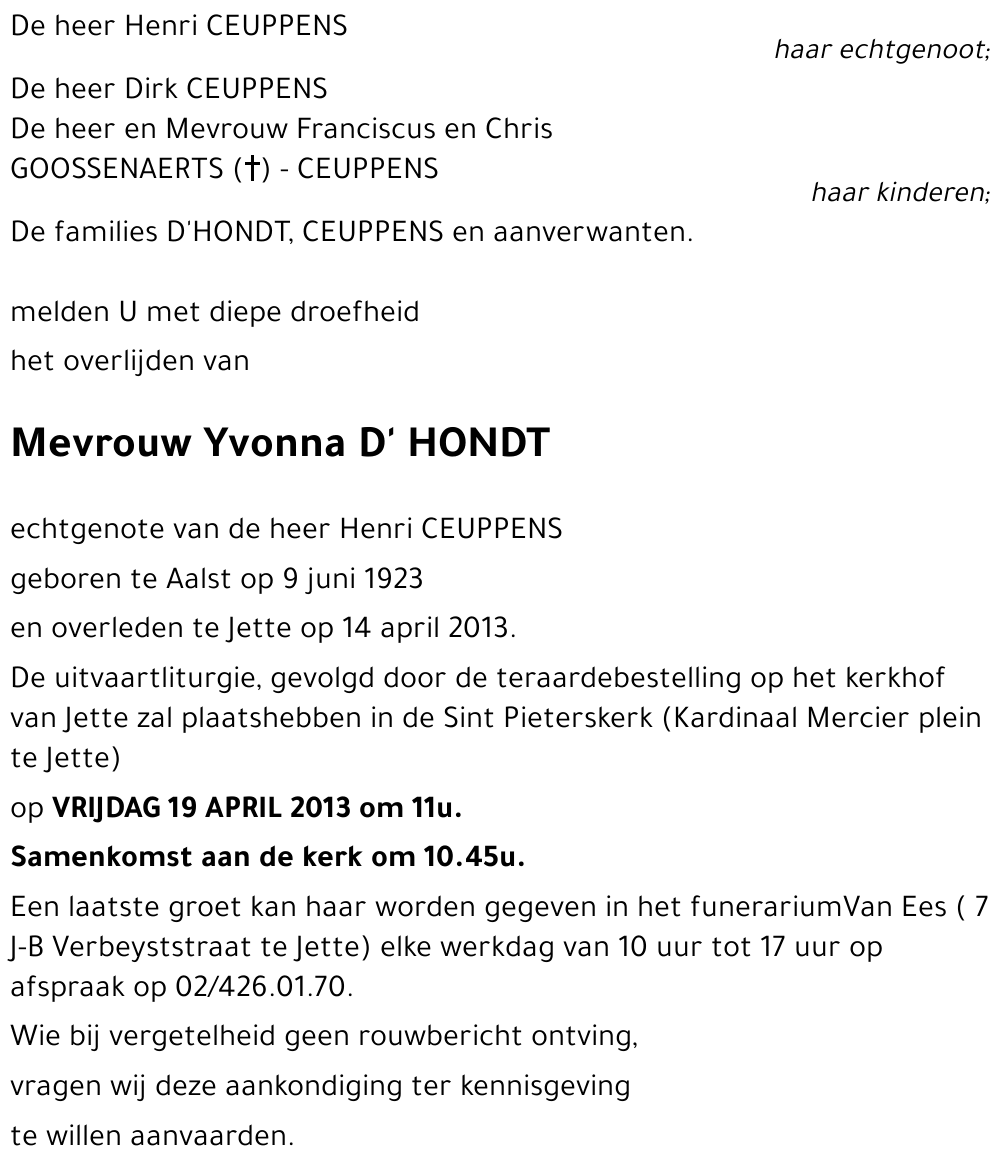 Yvonna D' HONDT