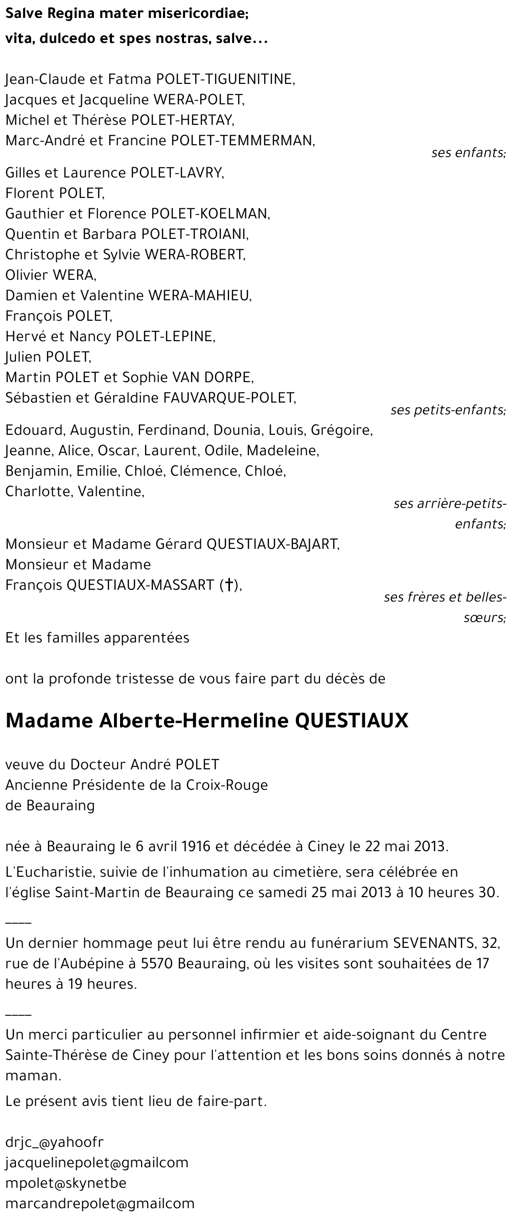 Alberte-Hermeline QUESTIAUX