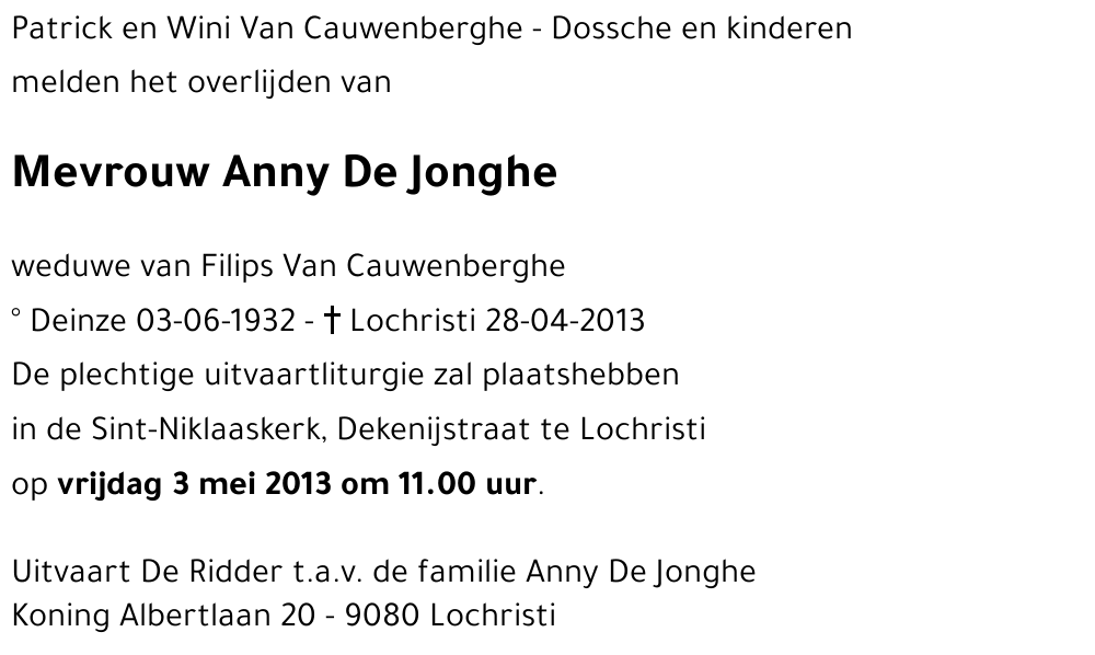 Anny De Jonghe