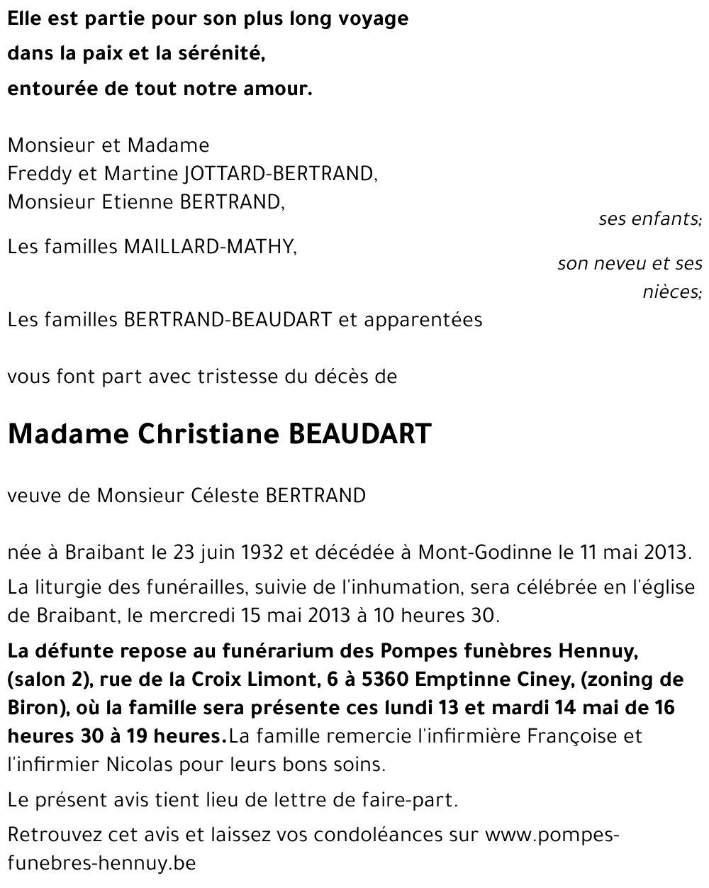 Christiane BEAUDART