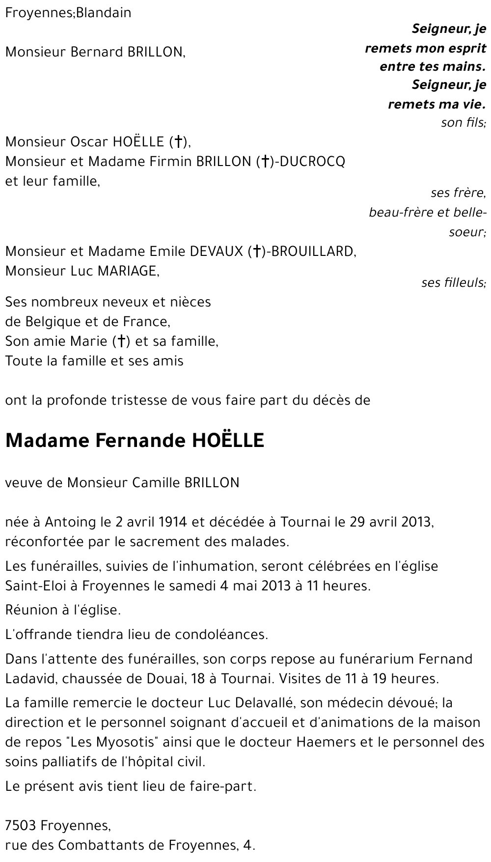 Fernande HOËLLE