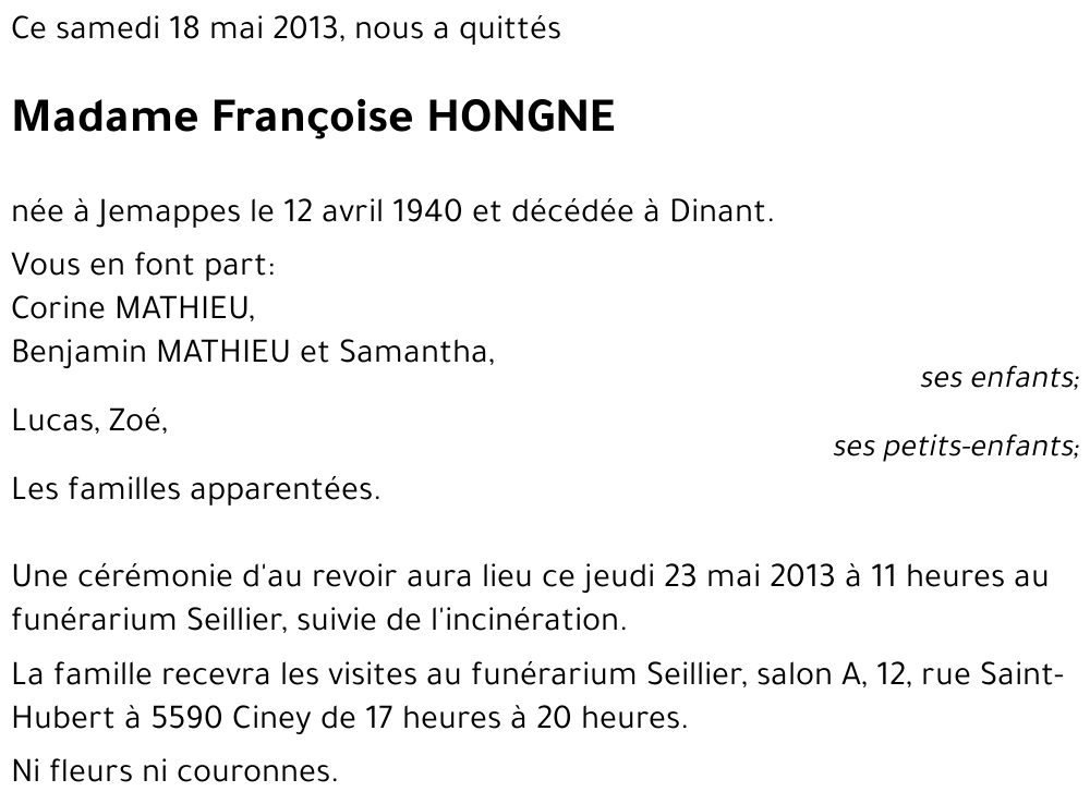 Françoise HONGNE