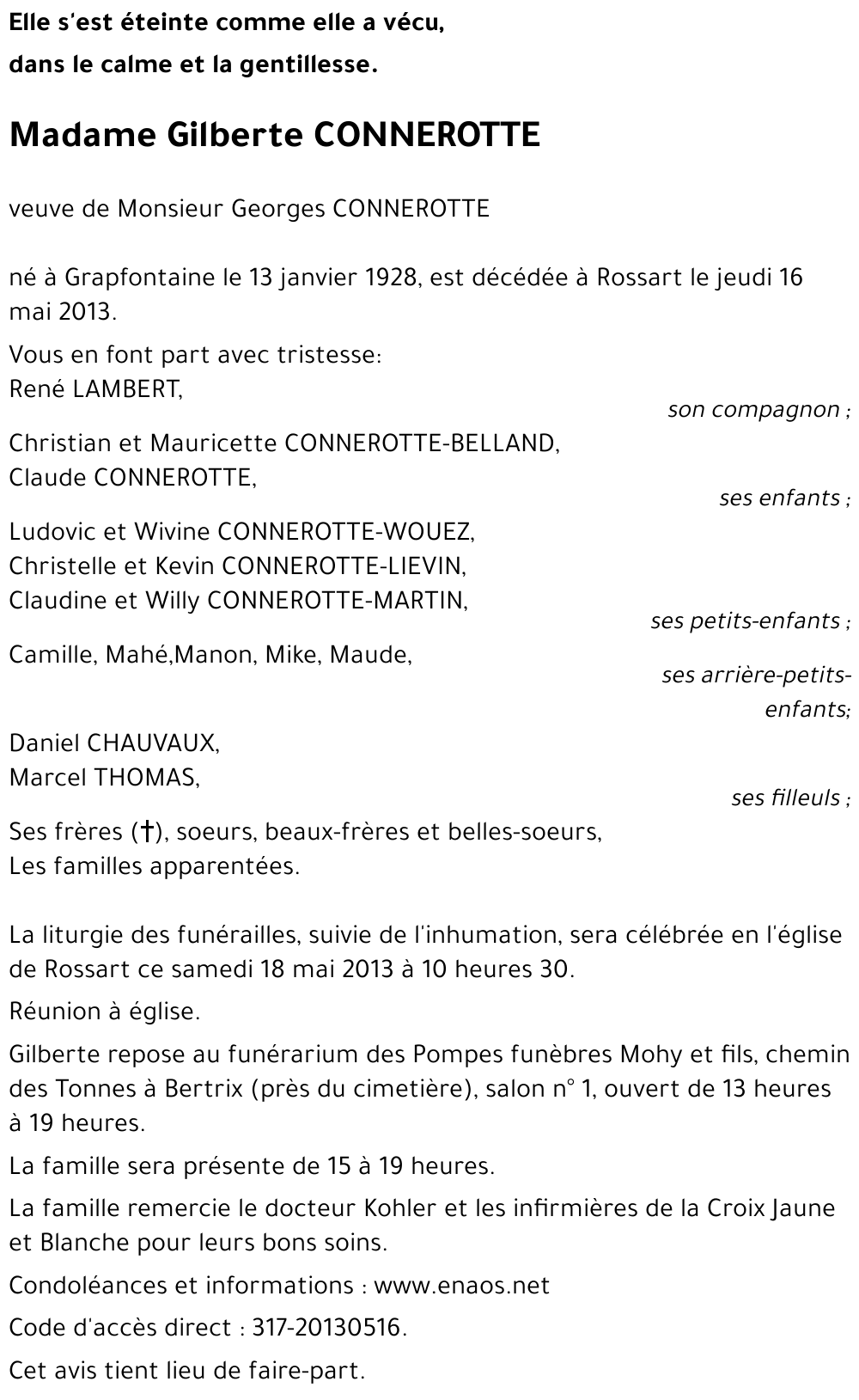 Gilberte CONNEROTTE