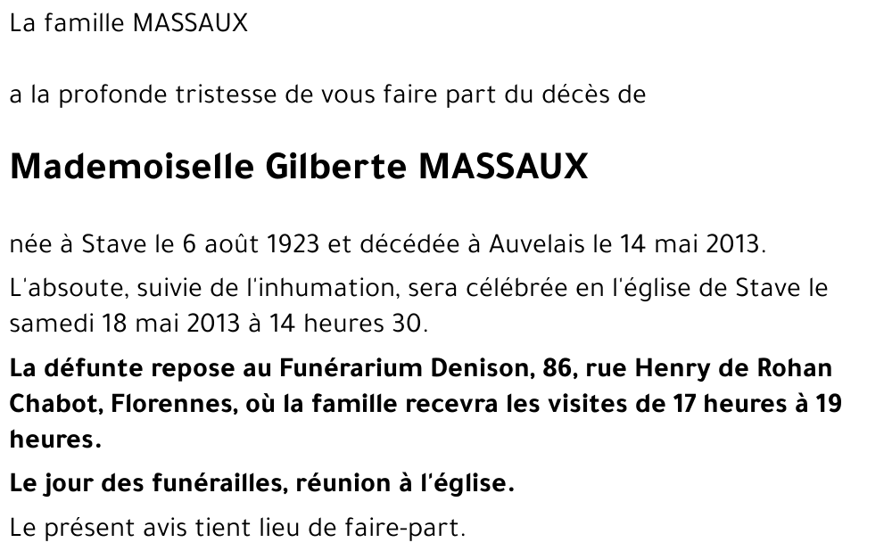 Gilberte MASSAUX