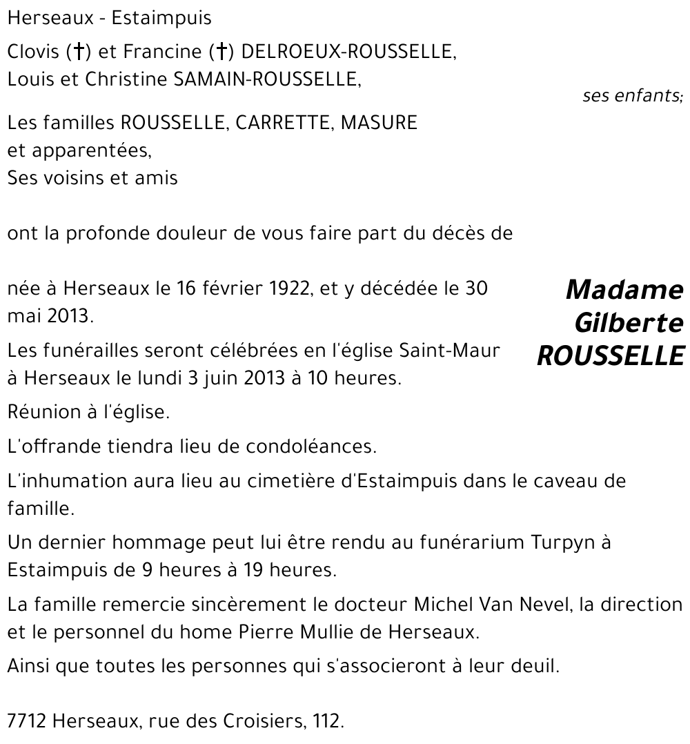 GILBERTE ROUSSELLE