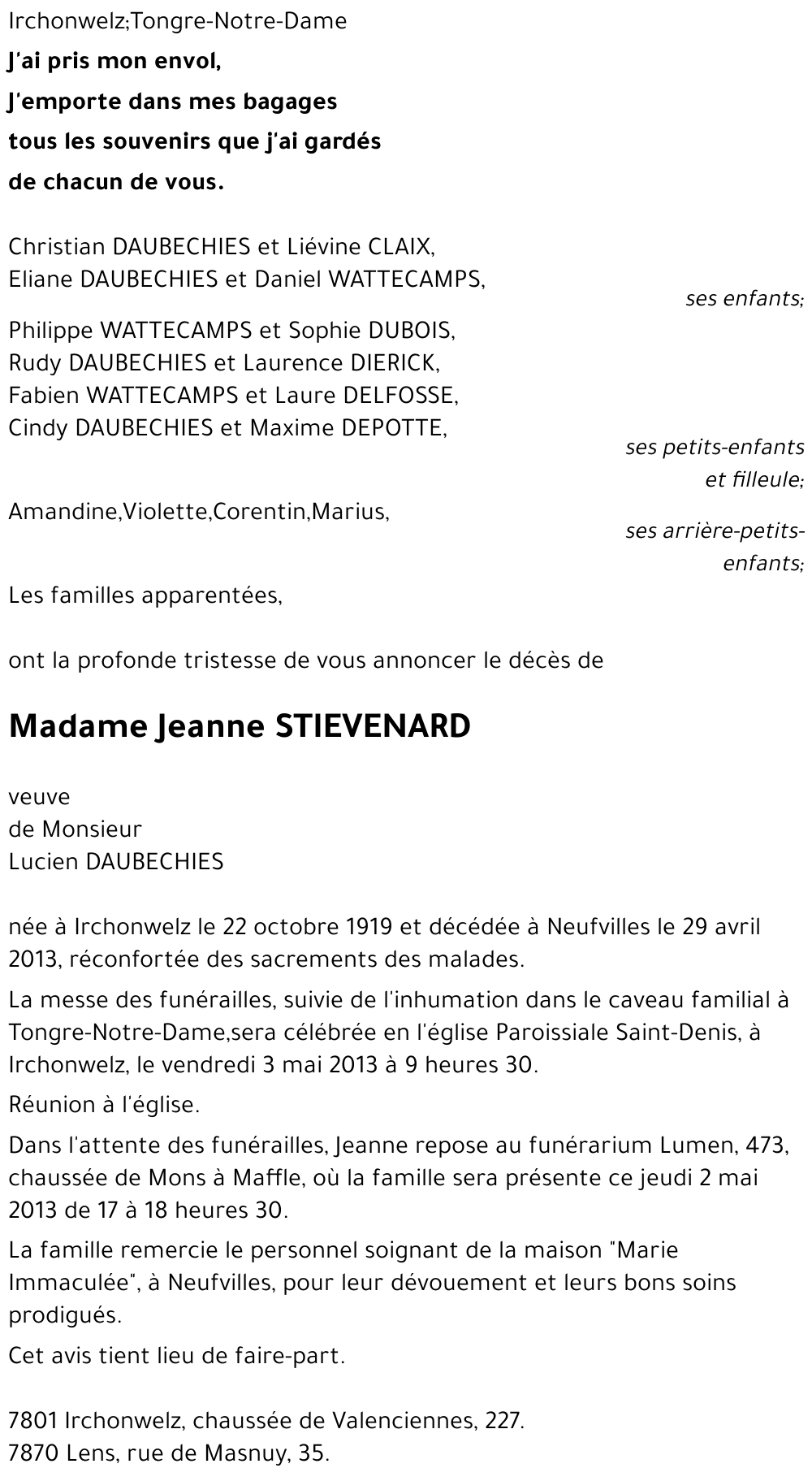 Jeanne STIEVENARD