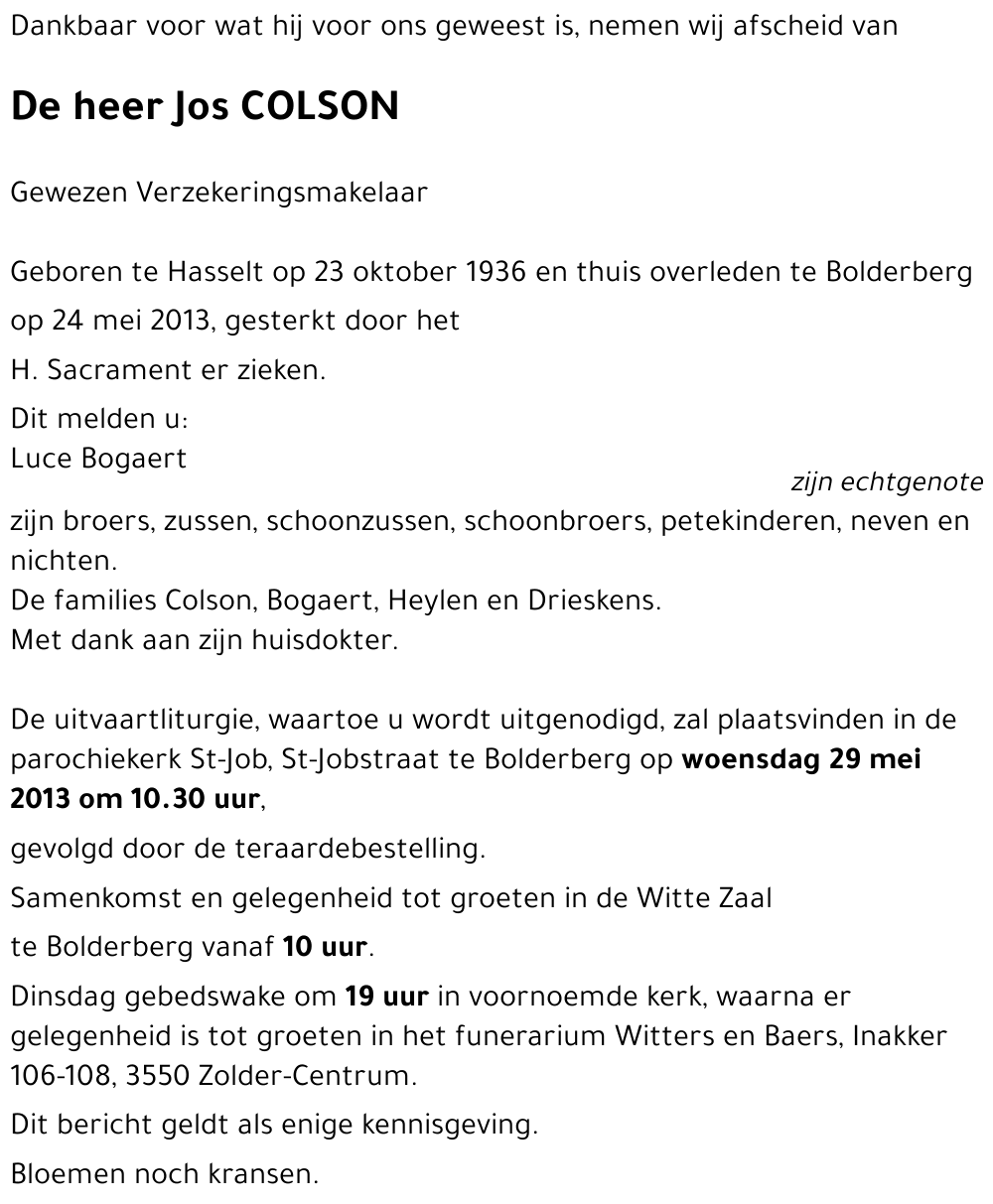 Jos Colson