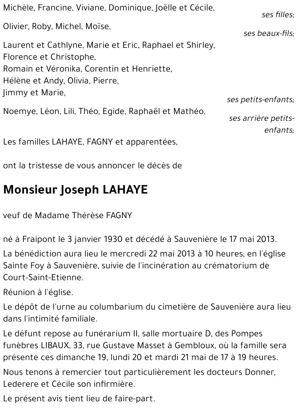 Joseph LAHAYE