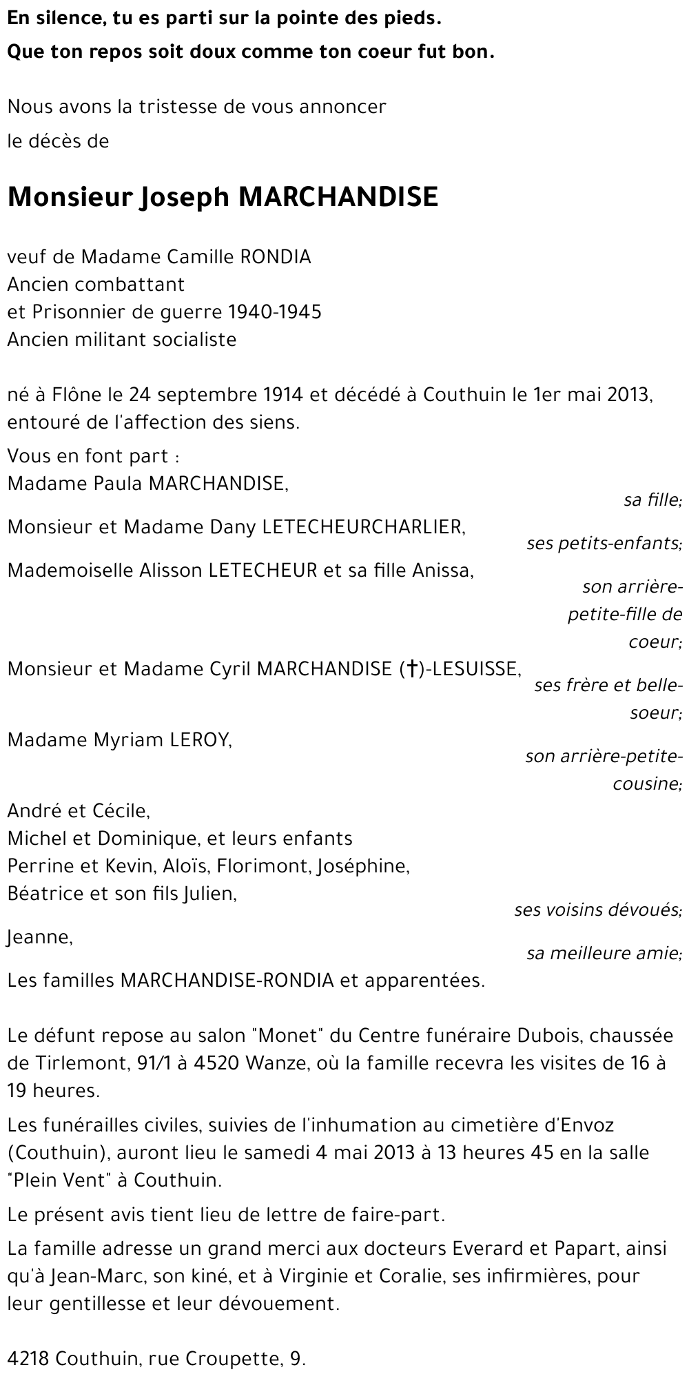 Joseph MARCHANDISE