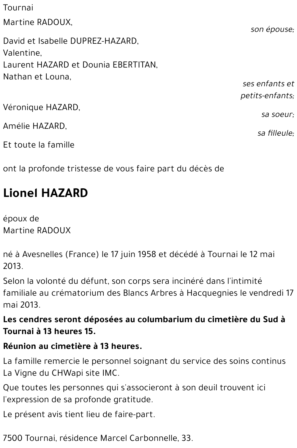 Lionel HAZARD