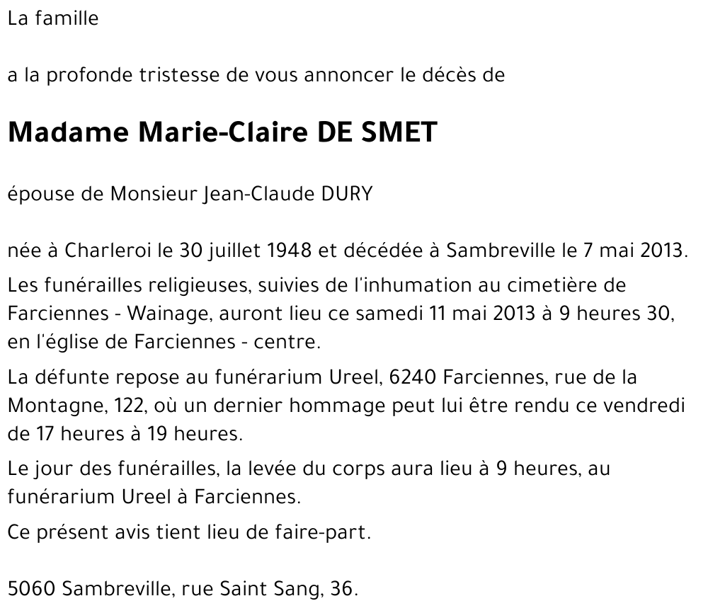 Marie-Claire DE SMET