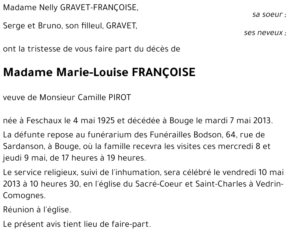 Marie-Louise FRANÇOISE