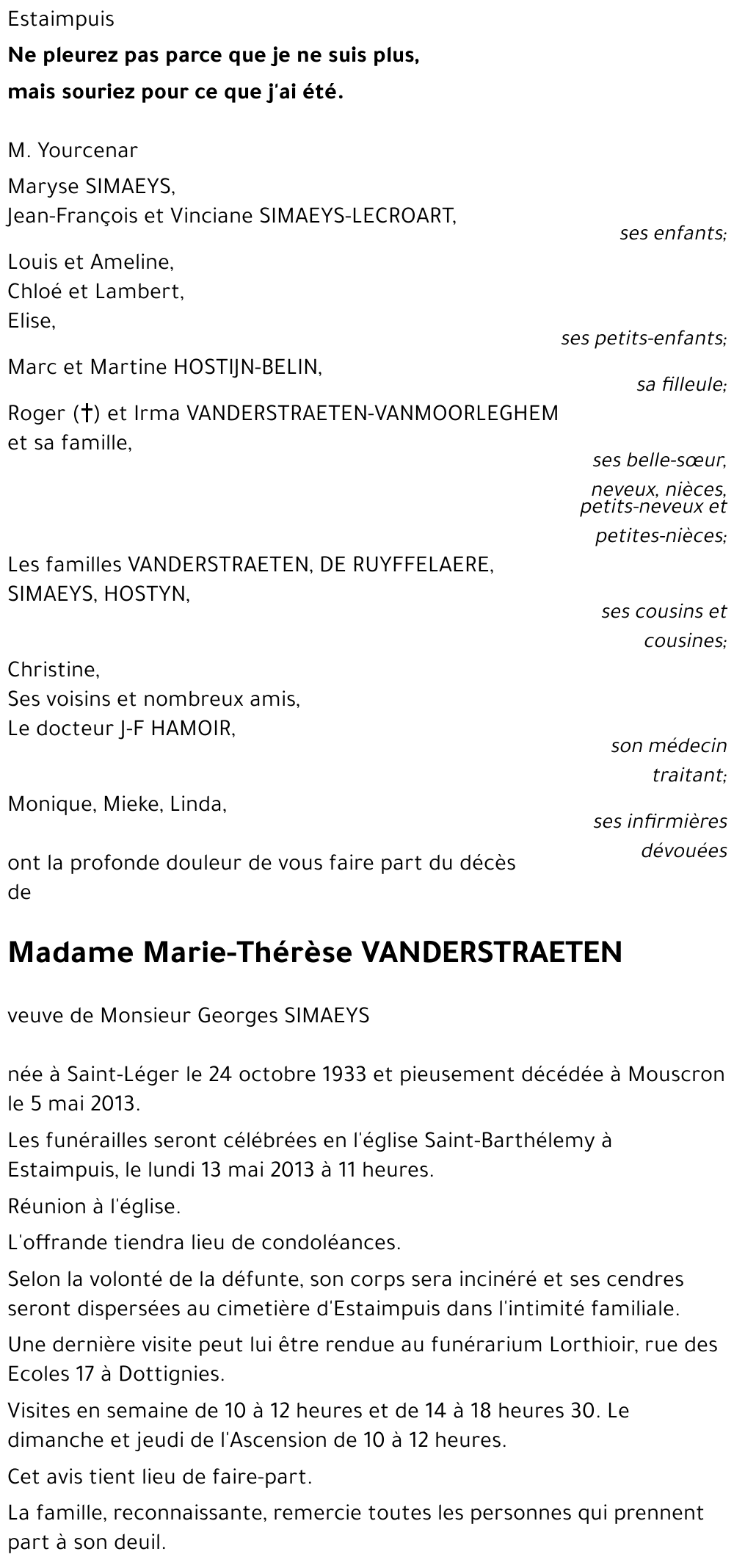 Marie-Thérèse VANDERSTRAETEN