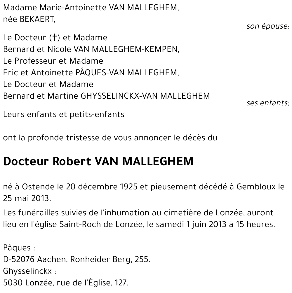 Robert VAN MALLEGHEM