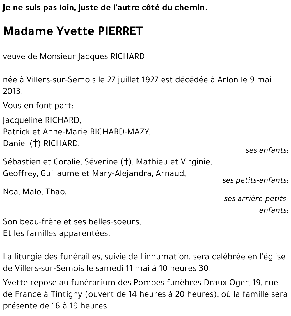 Yvette PIERRET