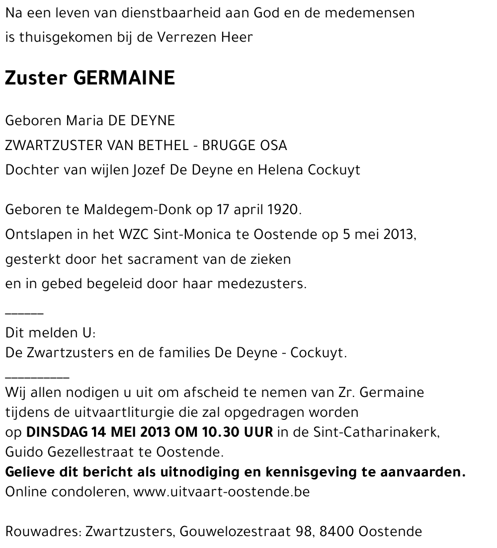 Zuster Germaine 