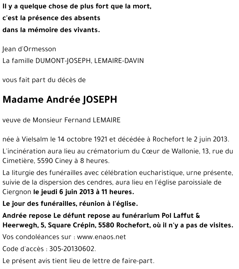 Andrée JOSEPH