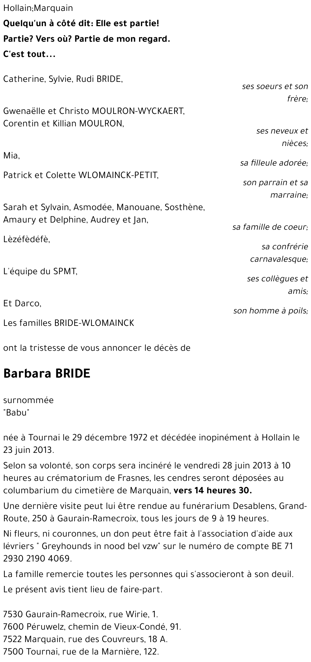 Barbara BRIDE