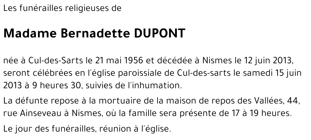 Bernadette Dupont