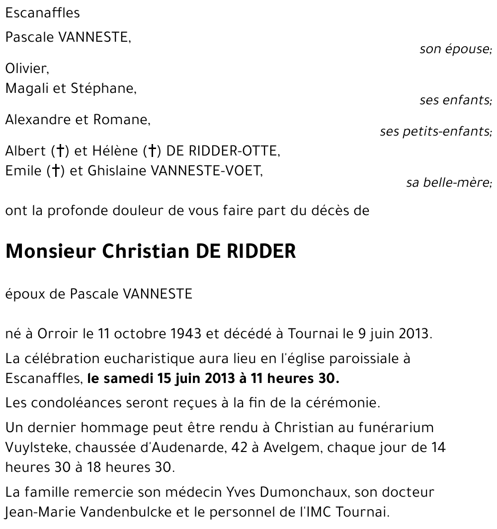 Christian De Ridder