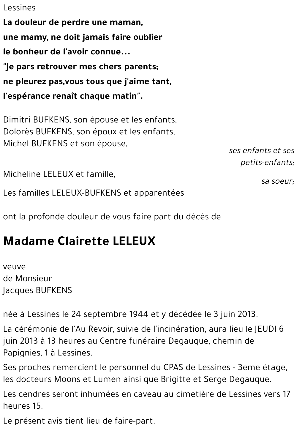 CLAIRETTE LELEUX