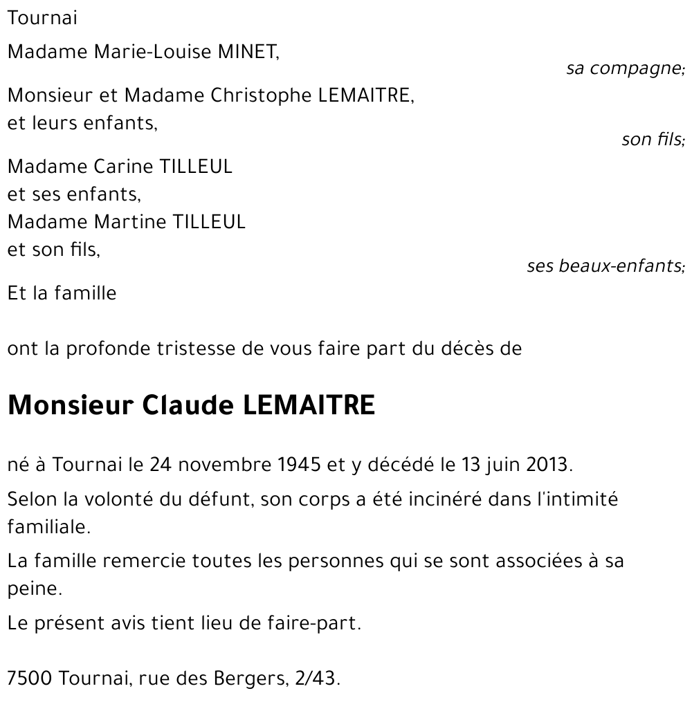 Claude LEMAITRE