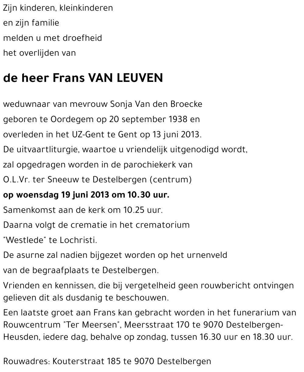 Frans VAN LEUVEN