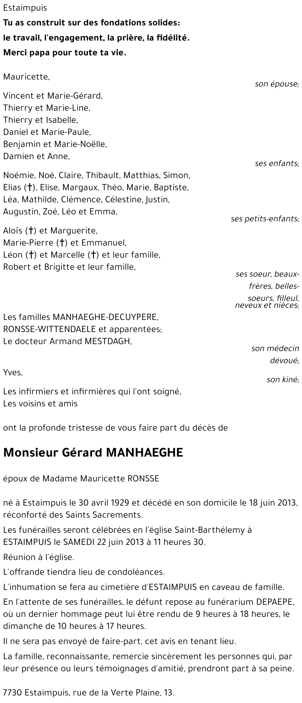 Gérard MANHAEGHE