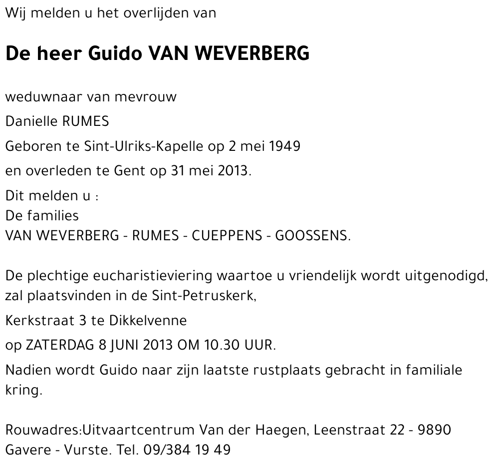 Guido VAN WEVERBERG