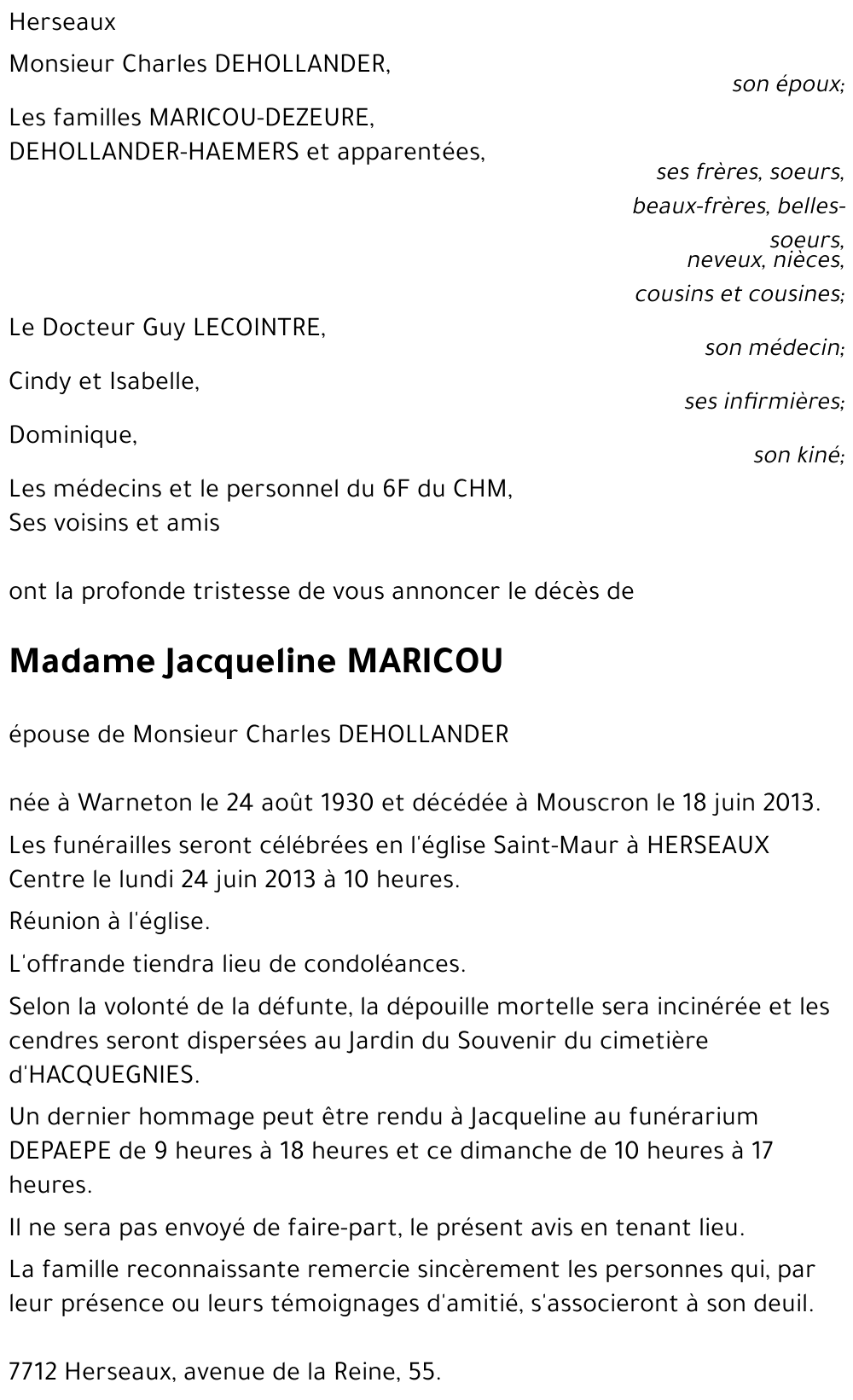 Jacqueline MARICOU