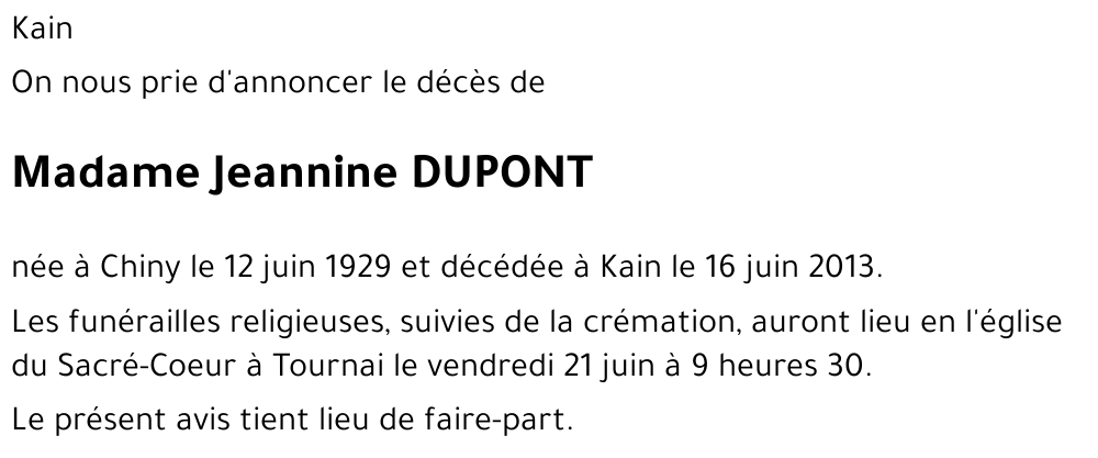 Jeannine DUPONT