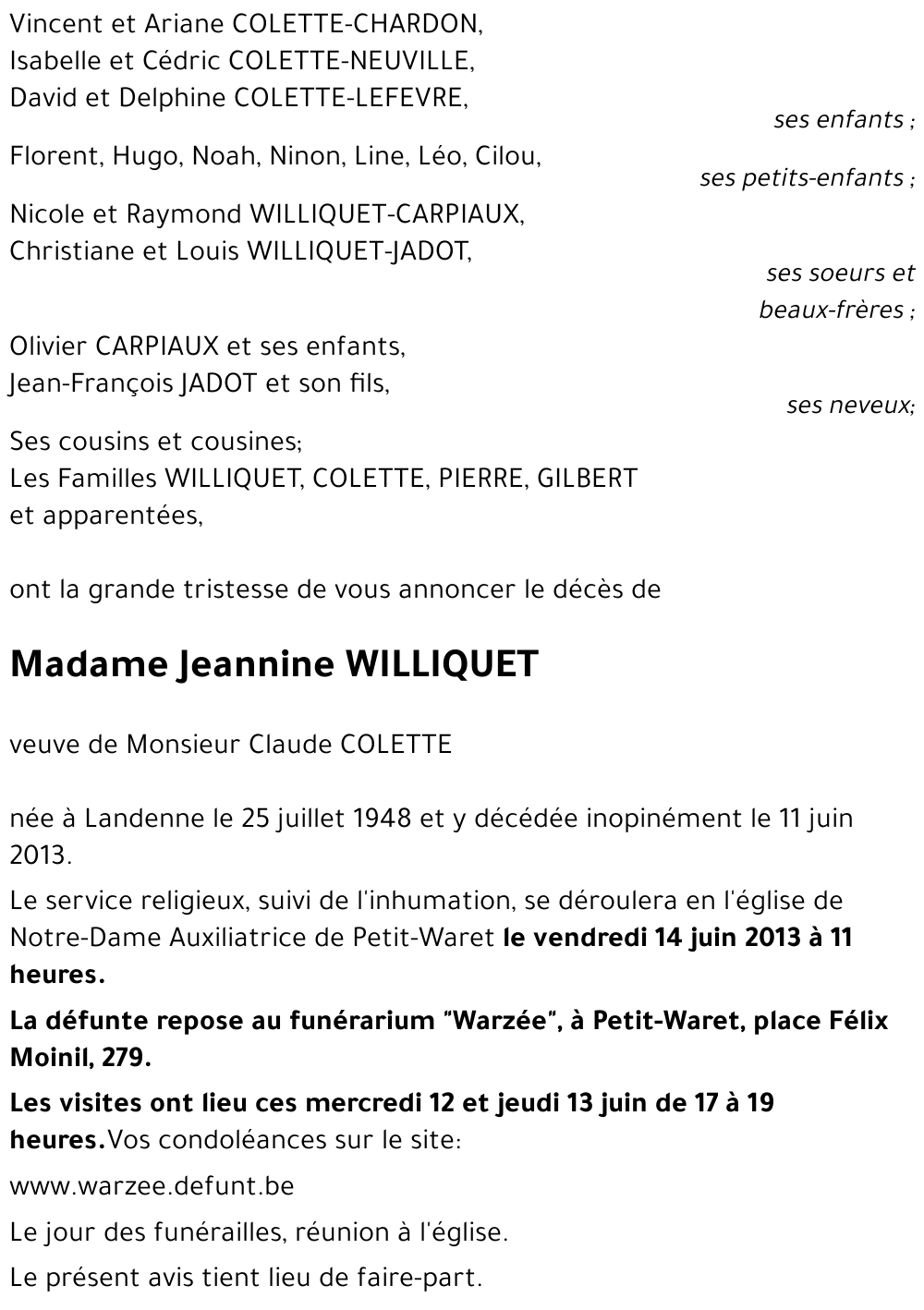 Jeannine WILLIQUET