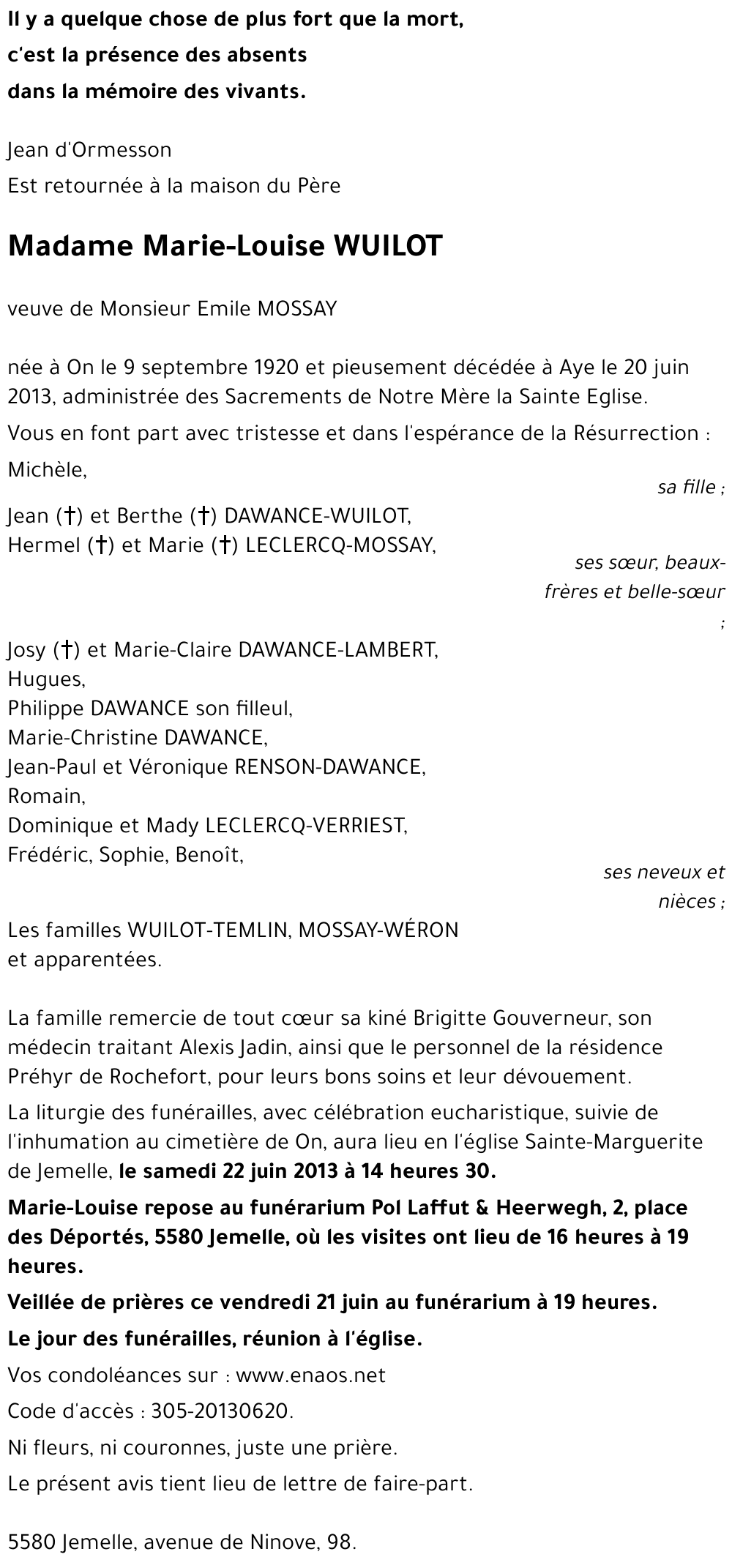 Marie-Louise WUILOT