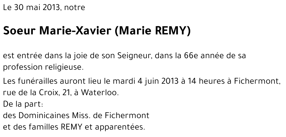 Marie-Xavier (Marie REMY)