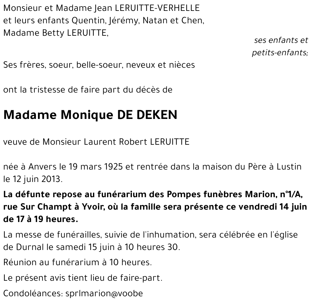 Monique DE DEKEN